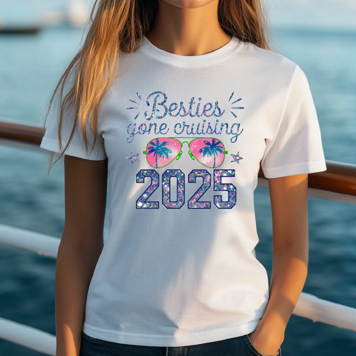 Besties Gone Cruising Shirt – Funny Cruise Shirt for Women – Girls Trip Cruise Tee – Vacation Matching Shirts